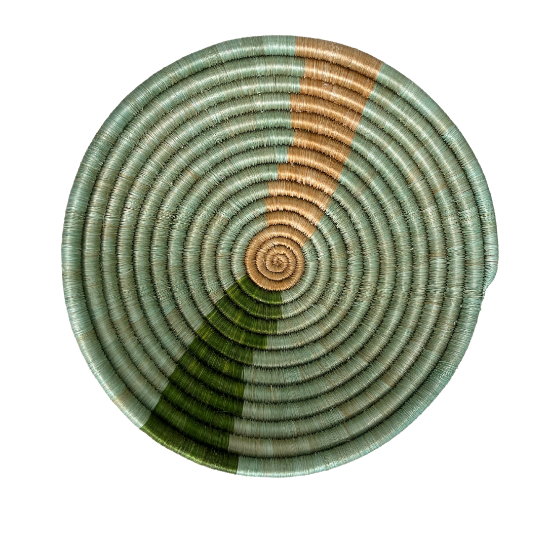 10" Medium Apricot & Olive Striped Round Basket