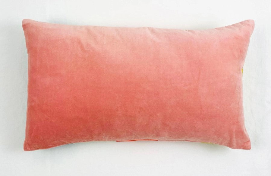 Cotton Velvet Lumbar Pillow Cover - Rugby Stripe in Retro