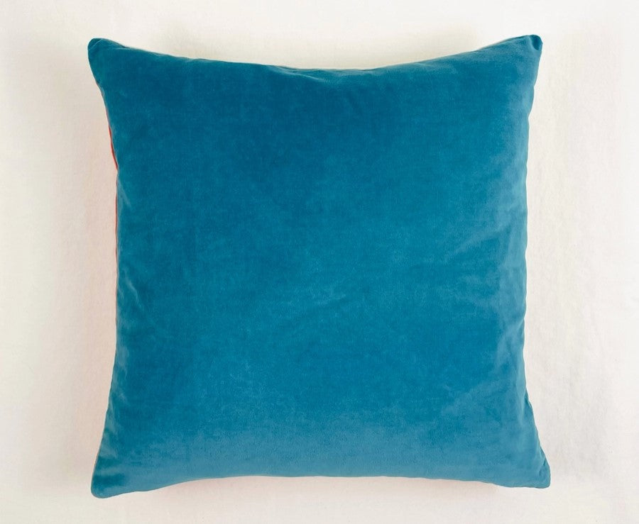 Cotton Velvet Pillow Cover - Half & Half Colorblock in Retro